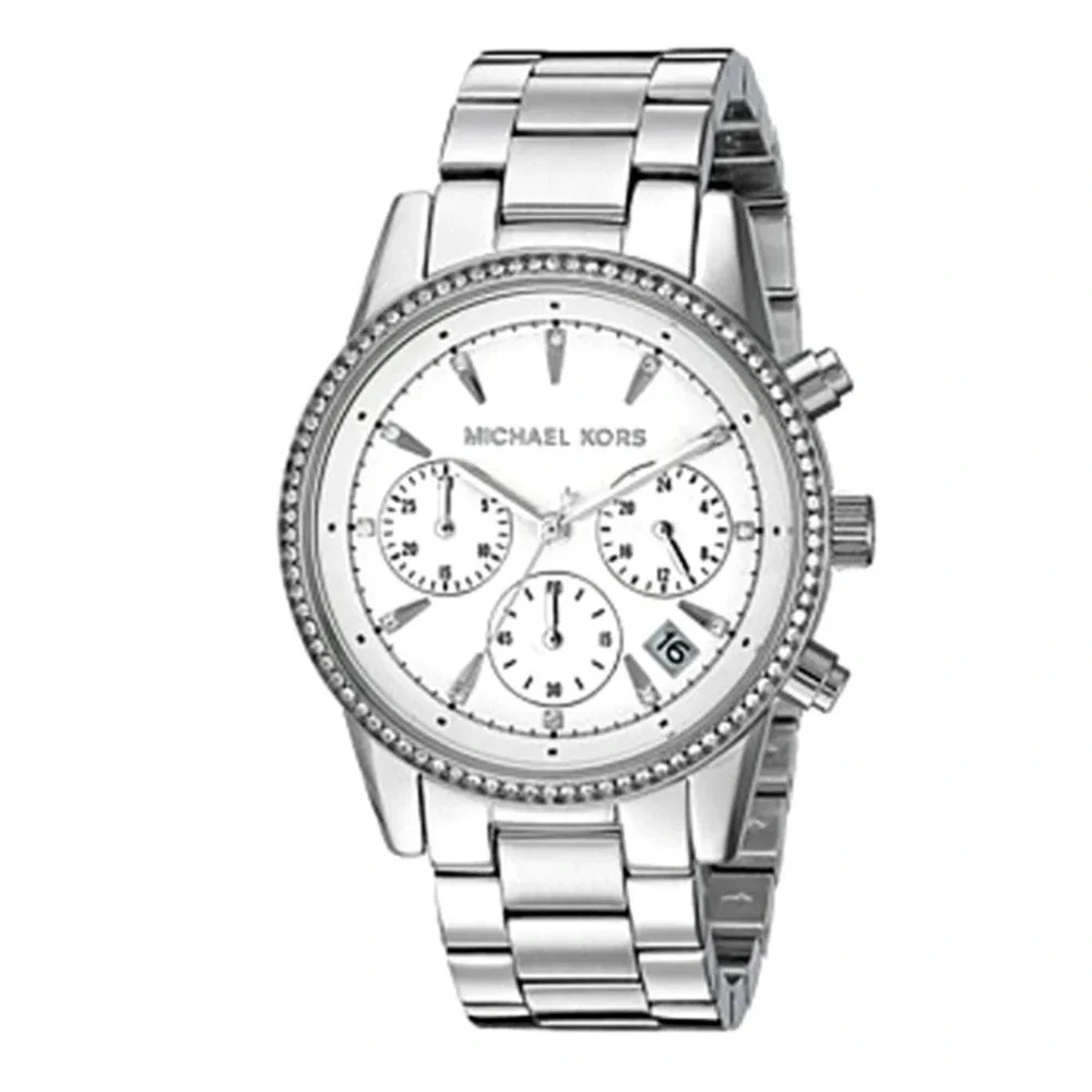 Michael Kors Blair Steel 39mm Chronograph Silver Dial Ladies Quartz Watch
